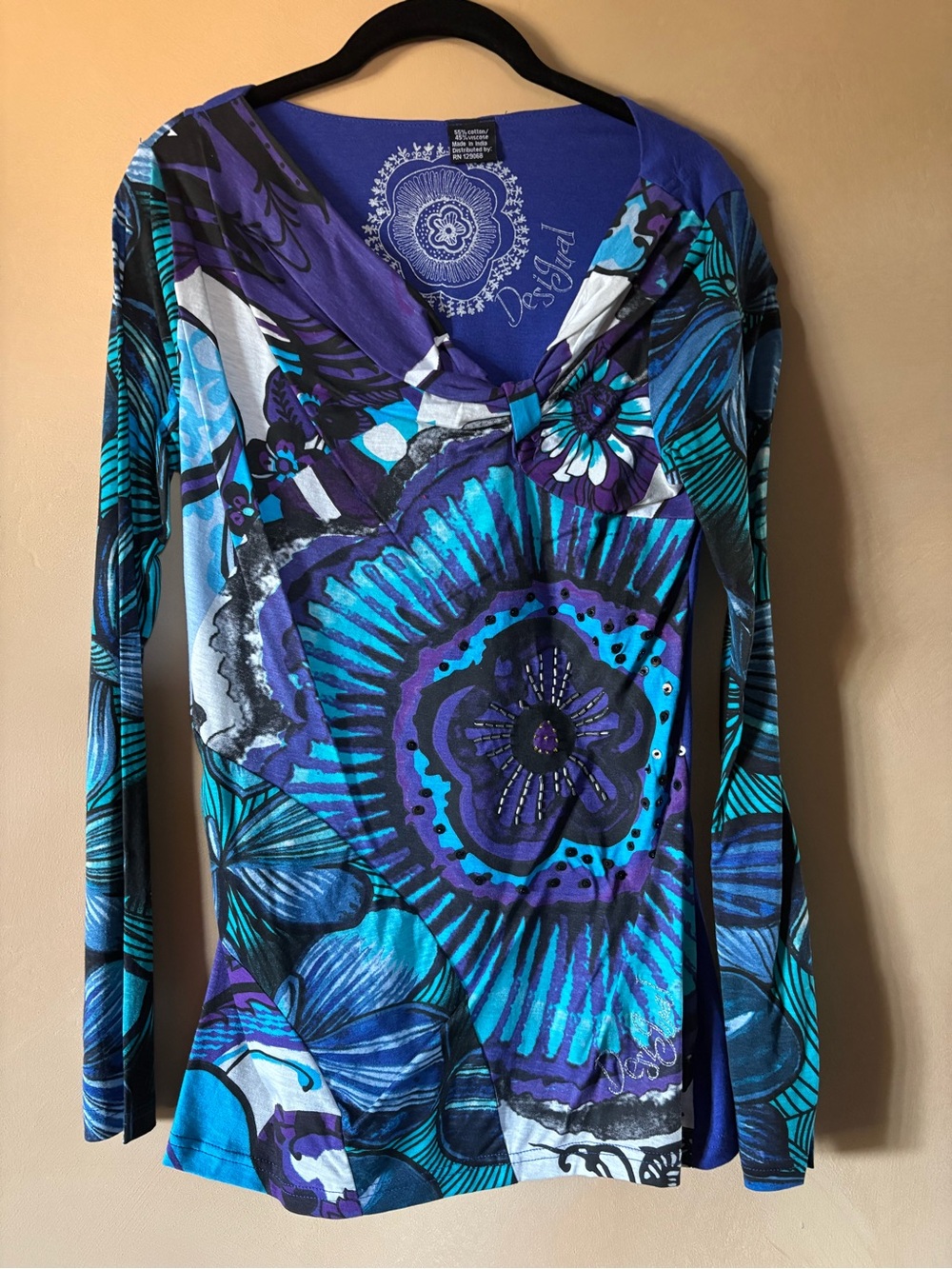 NWT Desigual TS Anne Flore Long Sleeve Top